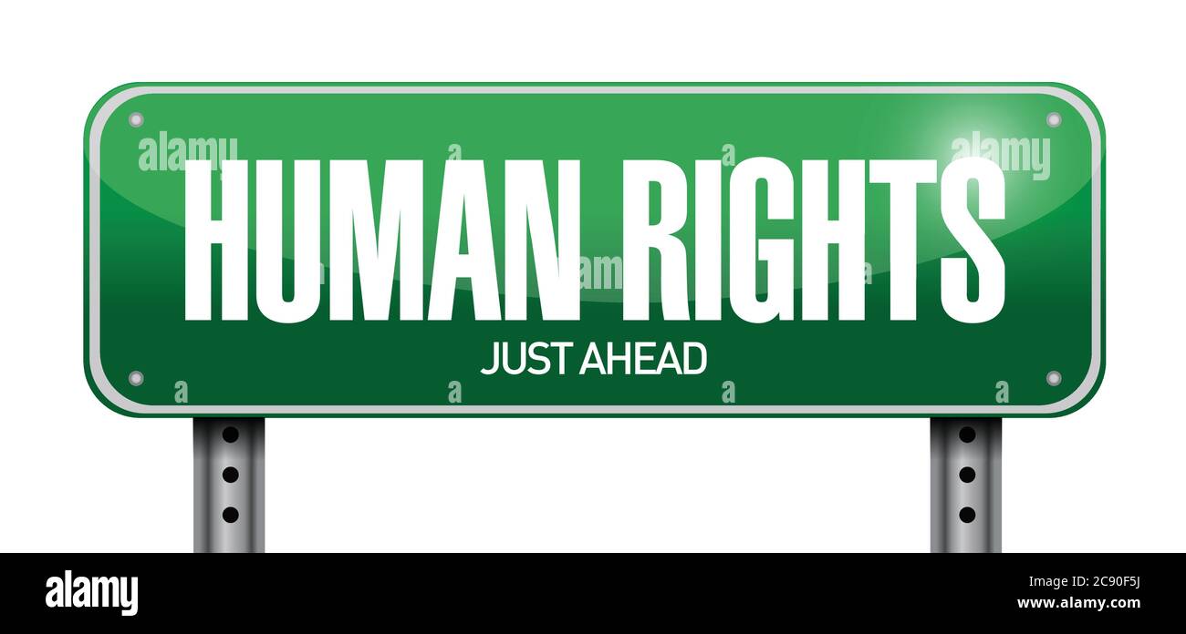 Disegno di illustrazione dei segnali stradali per i diritti umani su sfondo bianco Illustrazione Vettoriale