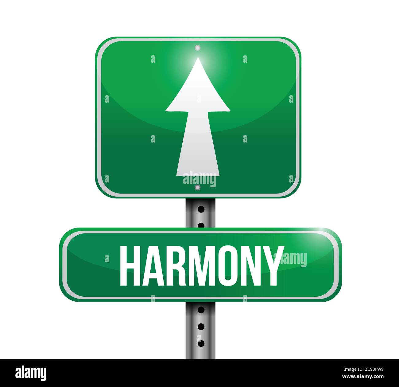Harmony Road Sign illustrazioni disegno su sfondo bianco Illustrazione Vettoriale
