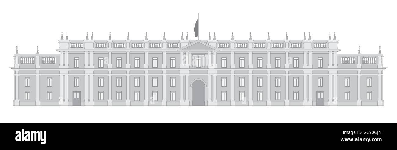 Grafico vettoriale del palazzo presidenziale cileno la Moneda a Santiago Illustrazione Vettoriale
