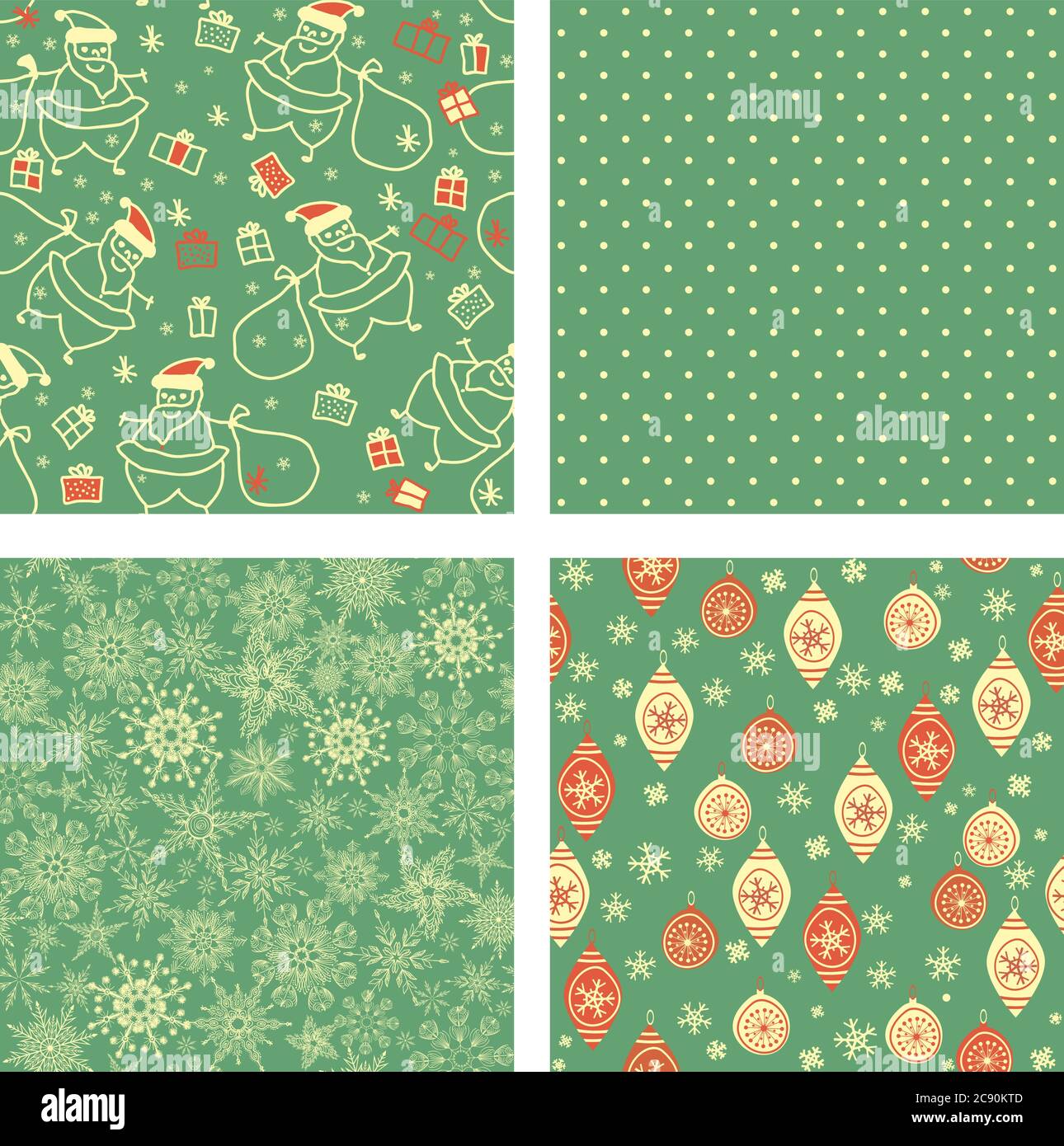 Set di quattro modelli natalizi senza cuciture Illustrazione Vettoriale