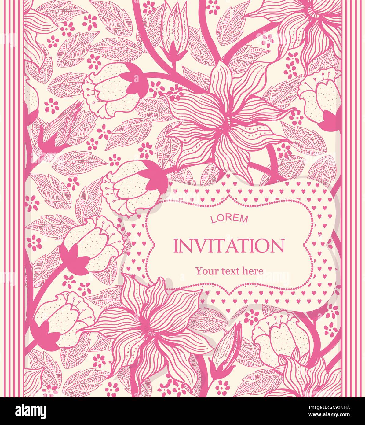 biglietti d'auguri vintage, invito con ornamenti floreali, cartoline belle e di lusso Illustrazione Vettoriale