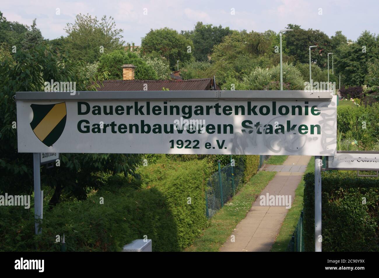 Dauerkleingartenkolonie Gartenbauverein Staaken 1922 e.V. am Memmhauser Damm in Berlin-Staaken Foto Stock