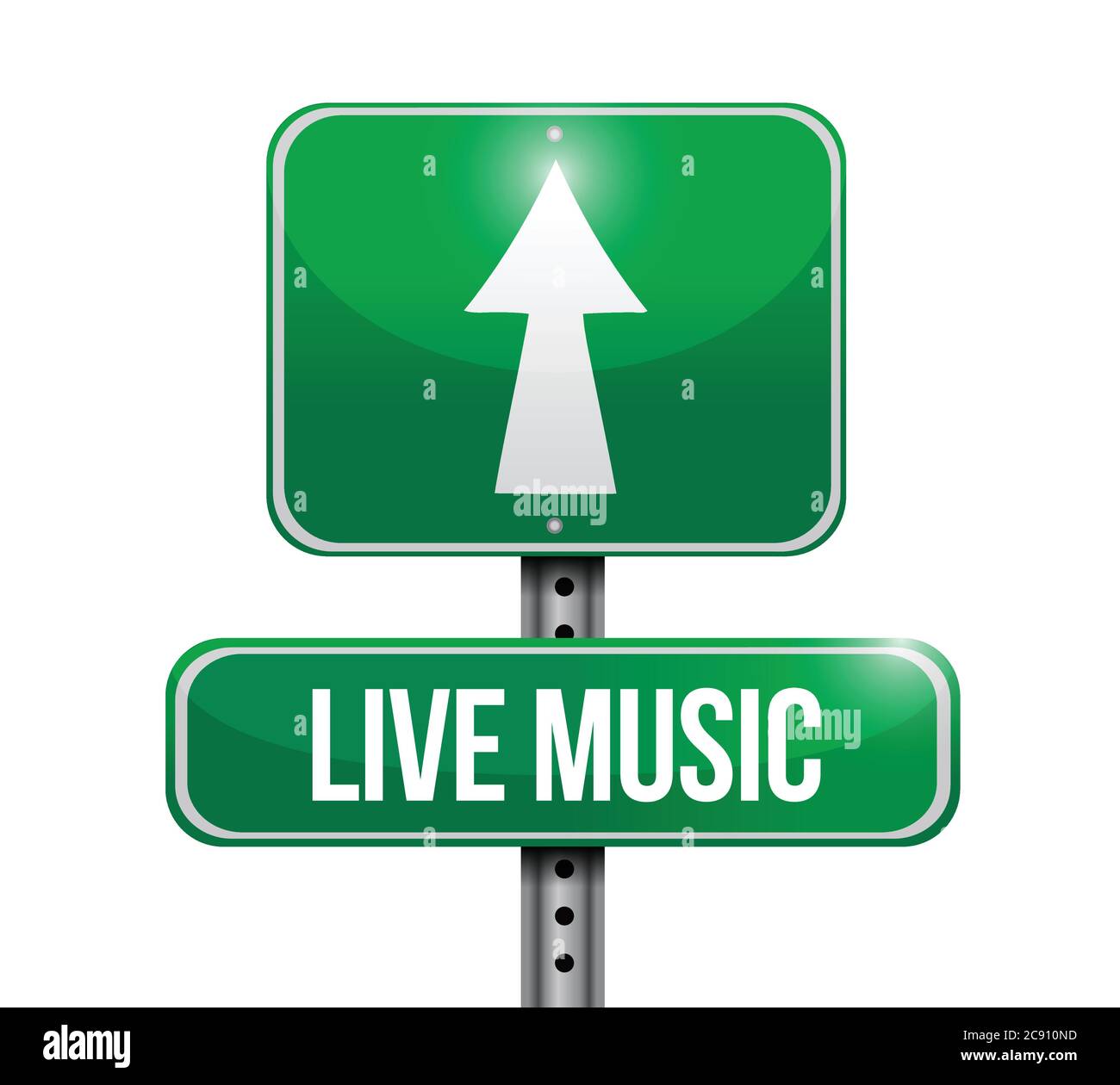 Musica dal vivo, disegno di illustrazione di segnaletica stradale su sfondo bianco Illustrazione Vettoriale