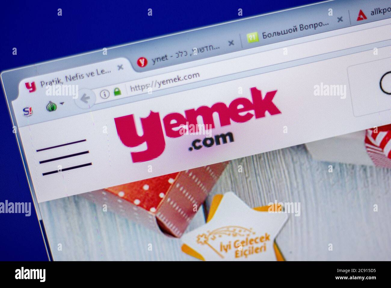 Ryazan, Russia - 05 giugno 2018: Homepage del sito web di Yemek sul display del PC, url - Yemek.com Foto Stock