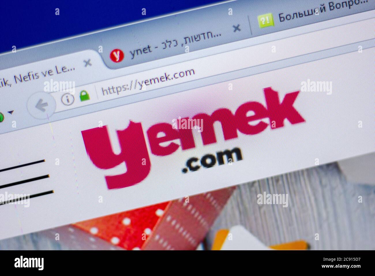 Ryazan, Russia - 05 giugno 2018: Homepage del sito web di Yemek sul display del PC, url - Yemek.com Foto Stock