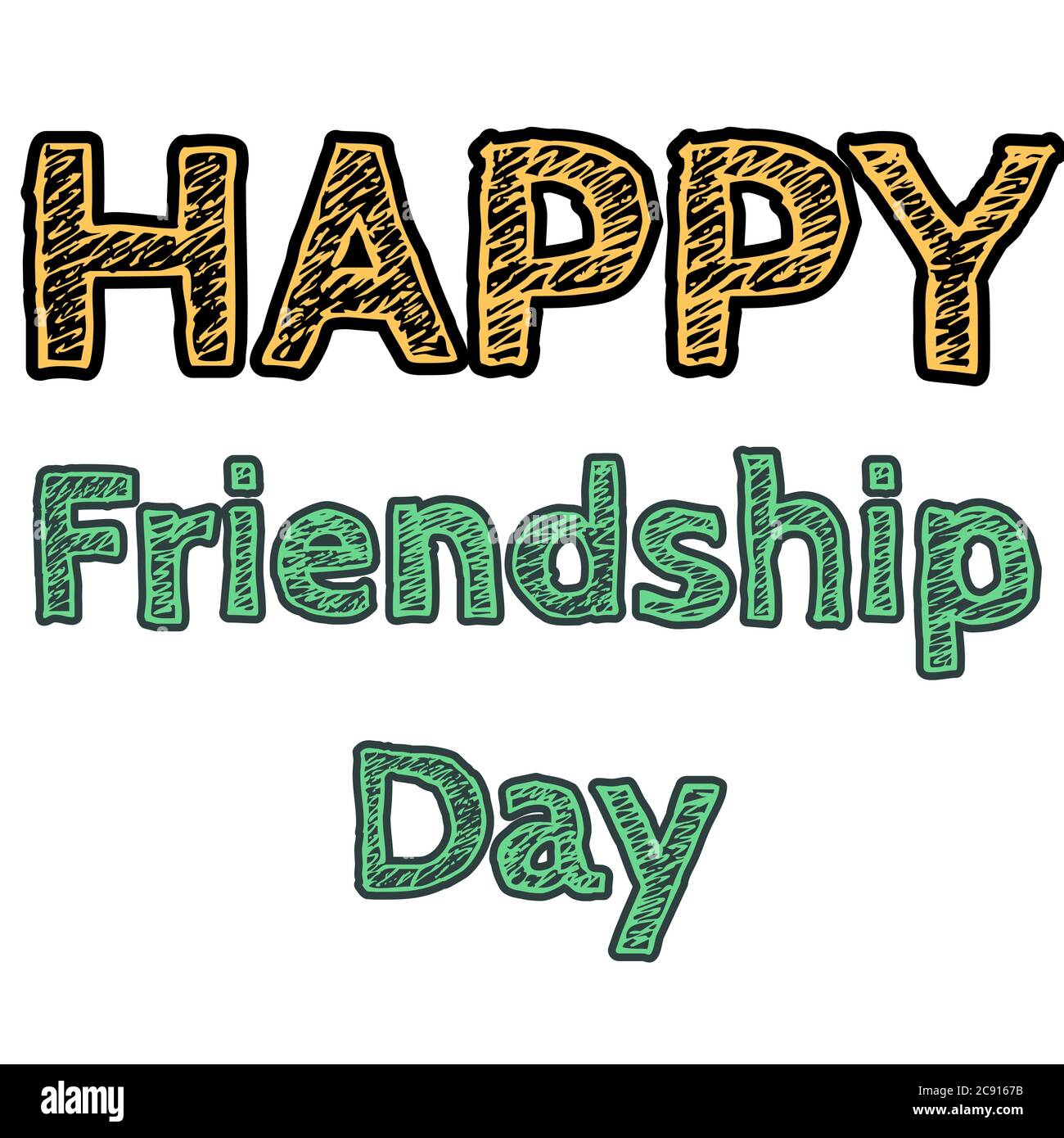 Illustrazione Happy Friendship Day con sfondo bianco. Felice giorno di amicizia rendering. Foto Stock