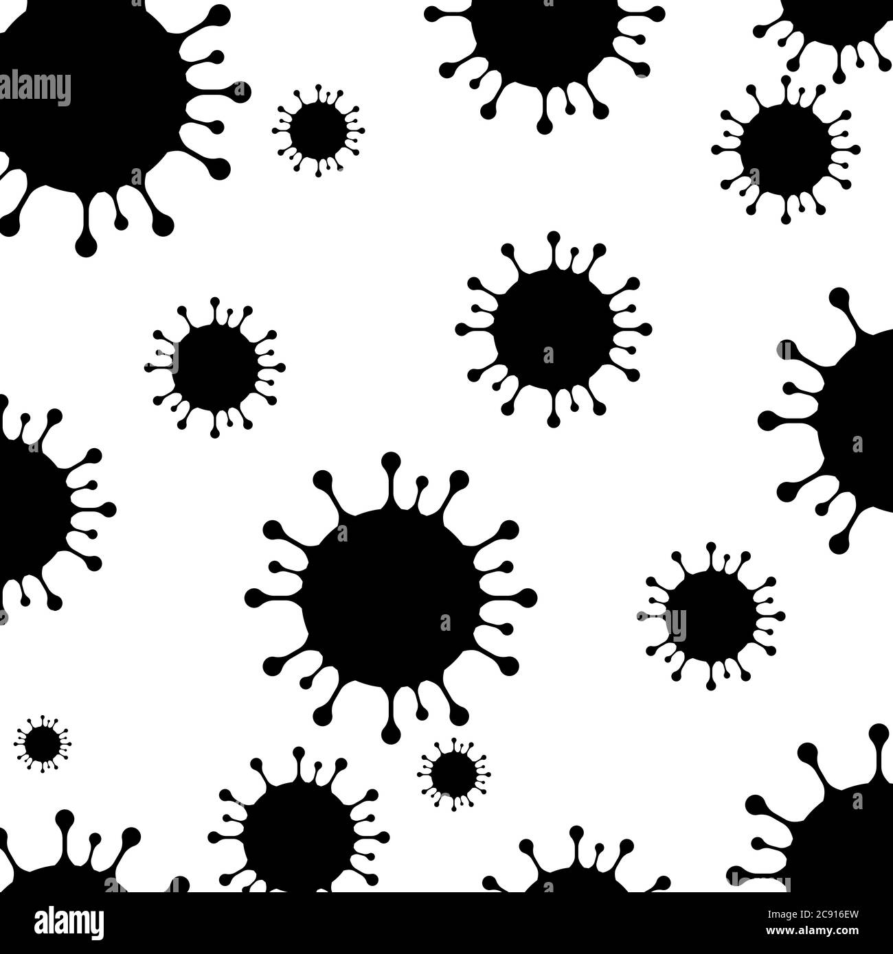 Illustrazione in bianco e nero del virus Corona per sfondo. Rendering del virus corona per background. Foto Stock