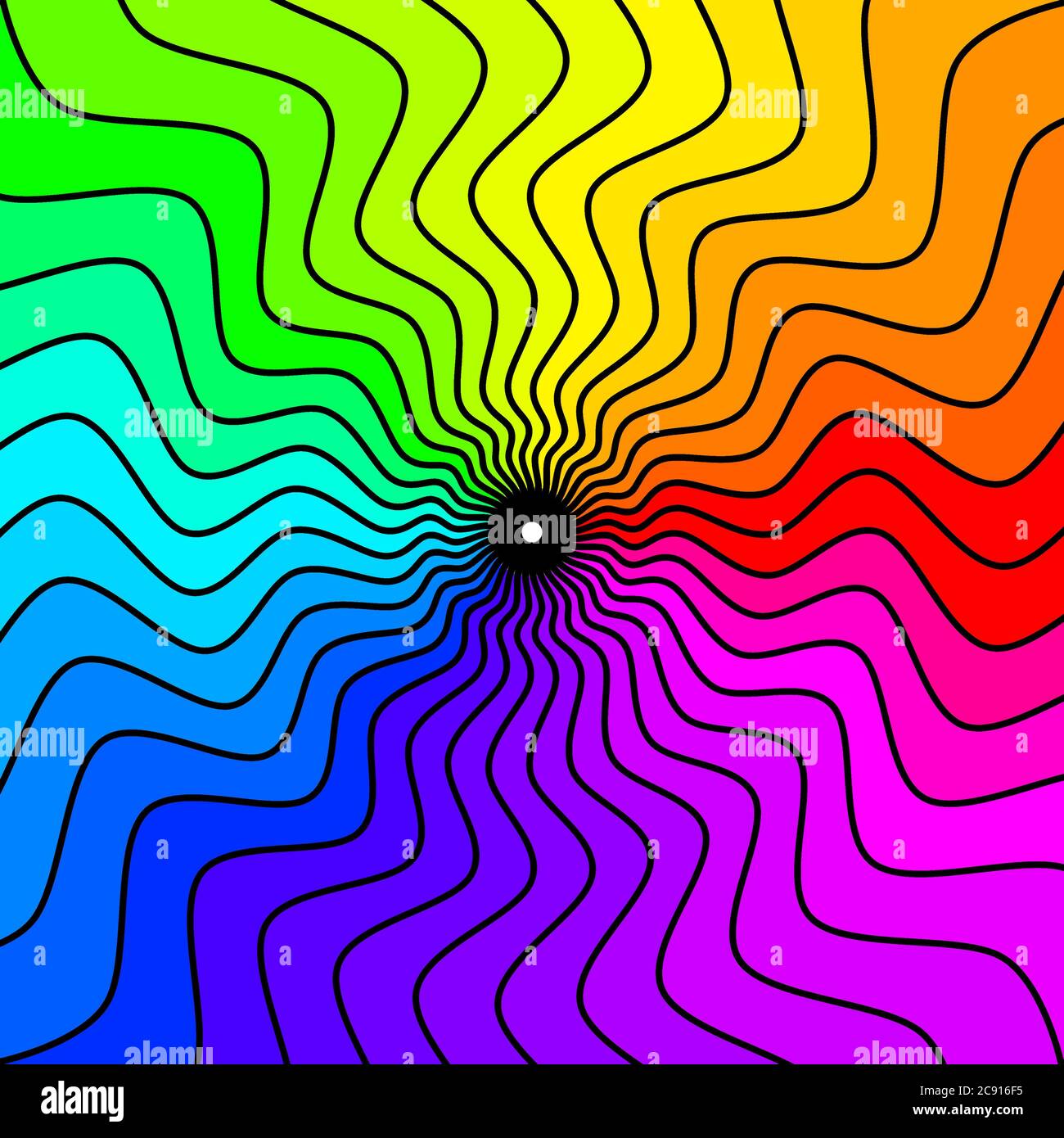 Design curvo multicolore su sfondo bianco. Illustrazione colorata del design della linea curva. Rendering del design con linee curve di colore arcobaleno Foto Stock