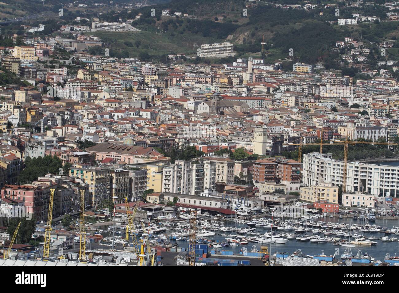 Salerno, Italia - 1 luglio 2017: Veduta aerea del Golfo di Salerno Foto Stock