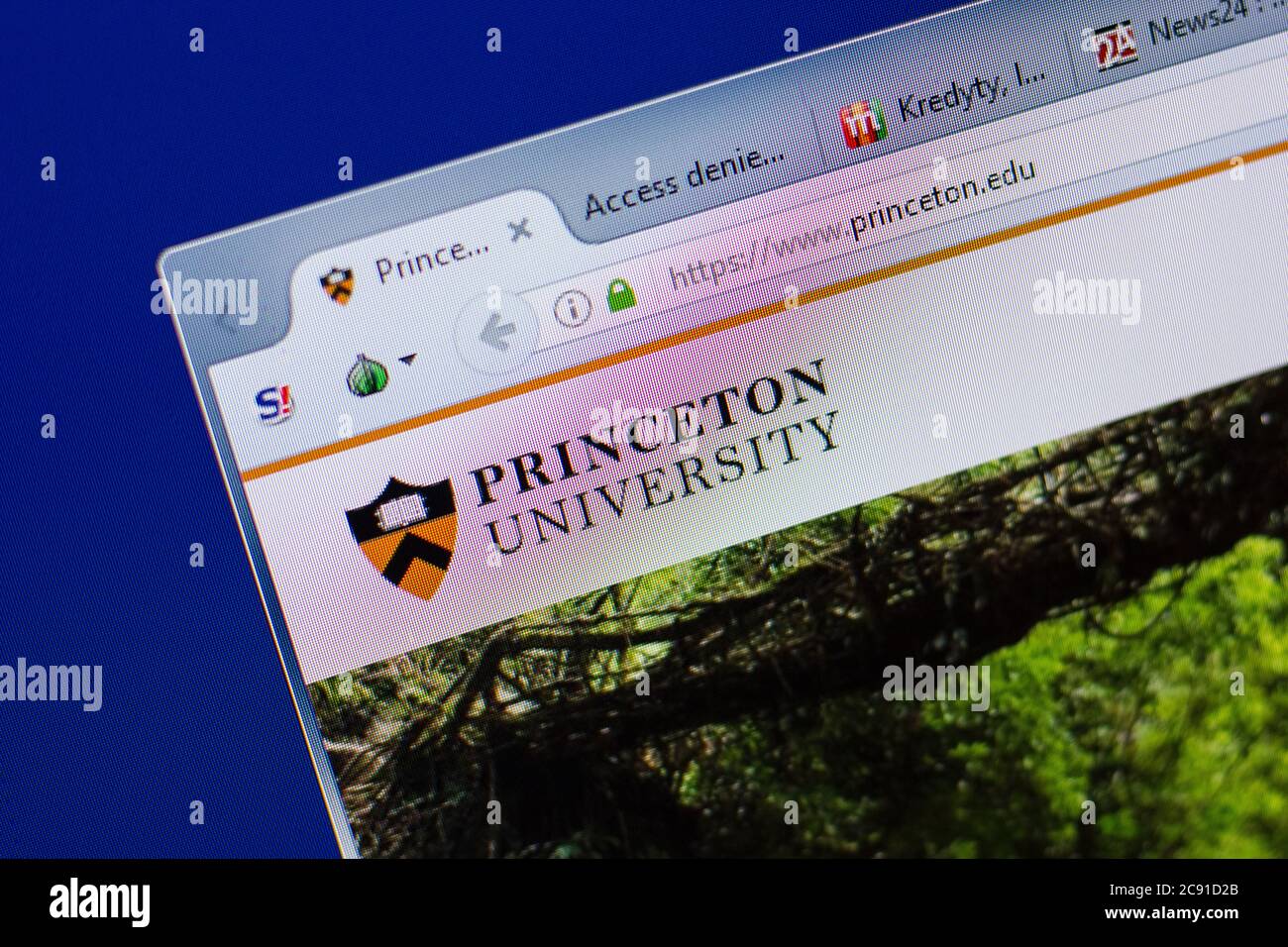 Ryazan, Russia - 17 giugno 2018: Homepage del sito web dell'Università di Princeton sul display del PC, url - Princeton.edu Foto Stock