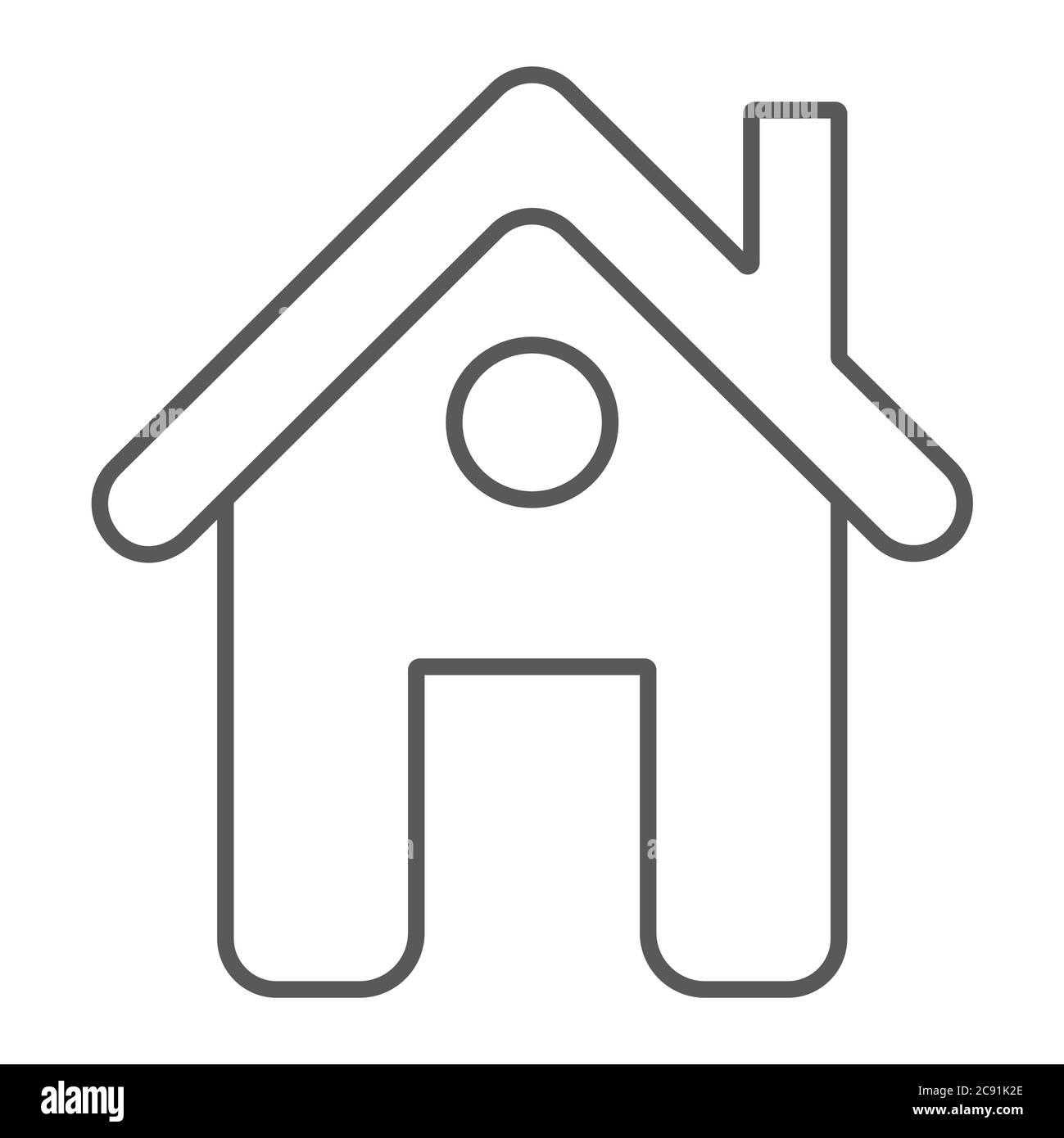 Home page icona linea sottile, web e casa, segno di costruzione, grafica vettoriale, un pattern lineare su sfondo bianco. Illustrazione Vettoriale