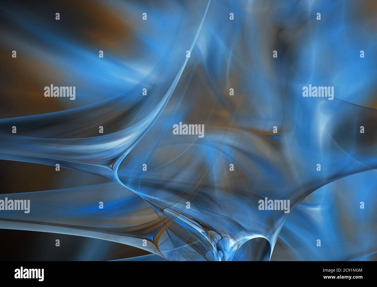 Frattali, forme astratte contro una nebulosa blu Foto Stock