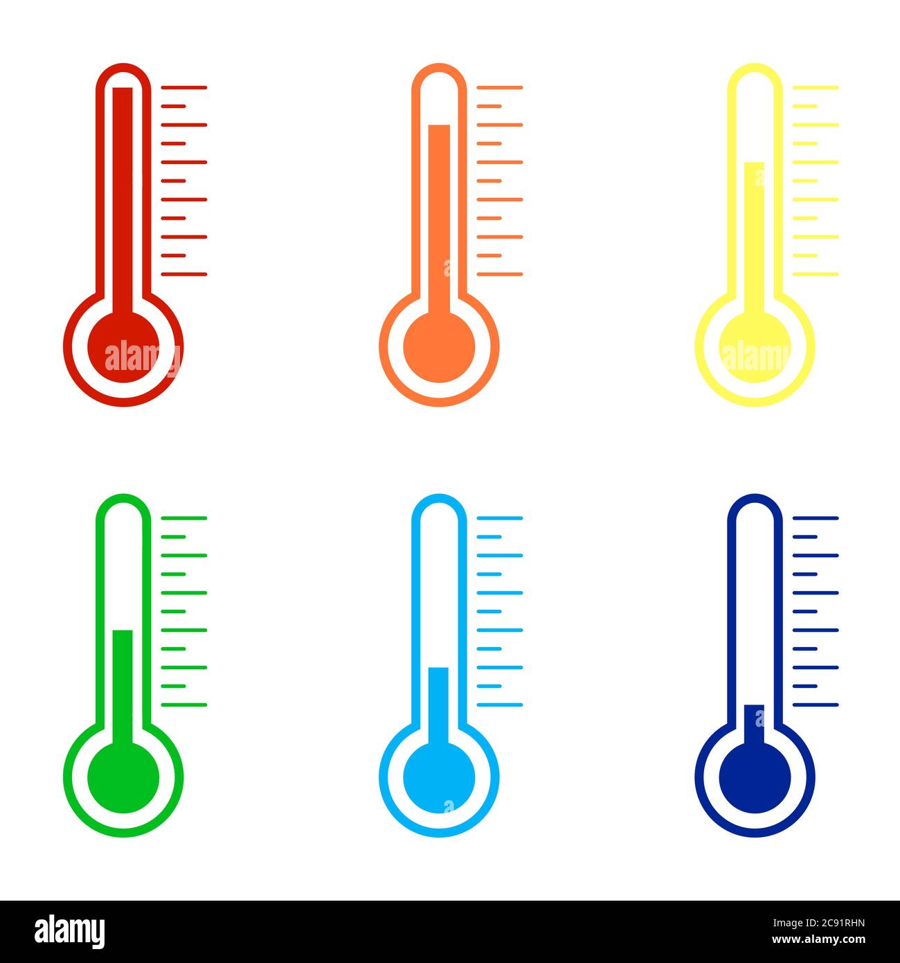 Icone dei simboli del termometro in colori diversi Illustrazione Vettoriale