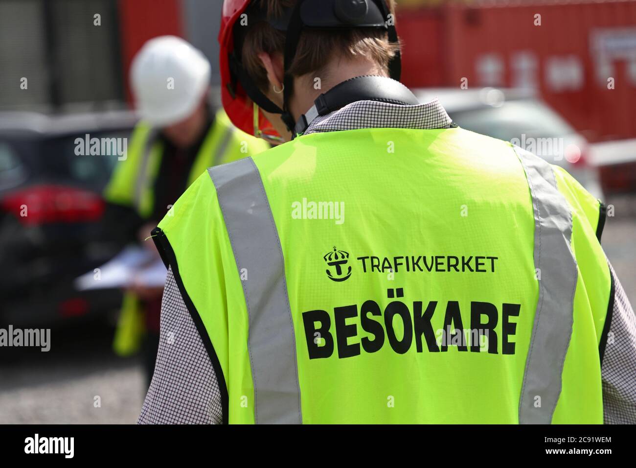 Un visitatore di un progetto gestito dall'Amministrazione svedese dei trasporti. Foto Gippe Gustafsson Foto Stock