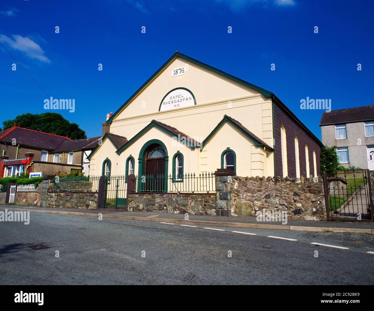 Capel Rhosgadfan, Rhosgadfan, Llanwnda, Caernarfon, Gwynedd, Rhosgadfan Methodist Chapel è stata costruita nel 1876 nel semplice stile rotondo della ga Foto Stock