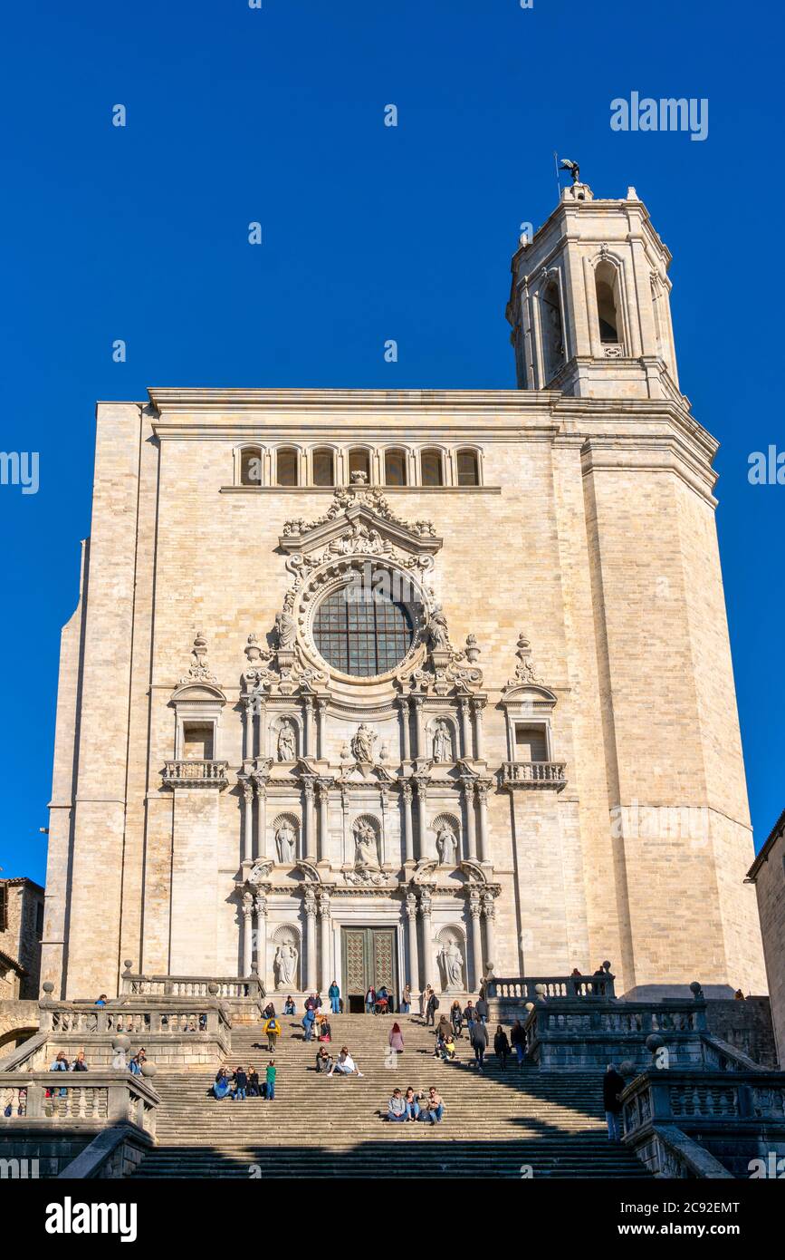 Gironas Kathedrale, Girona, Katalonien, Spanien Foto Stock