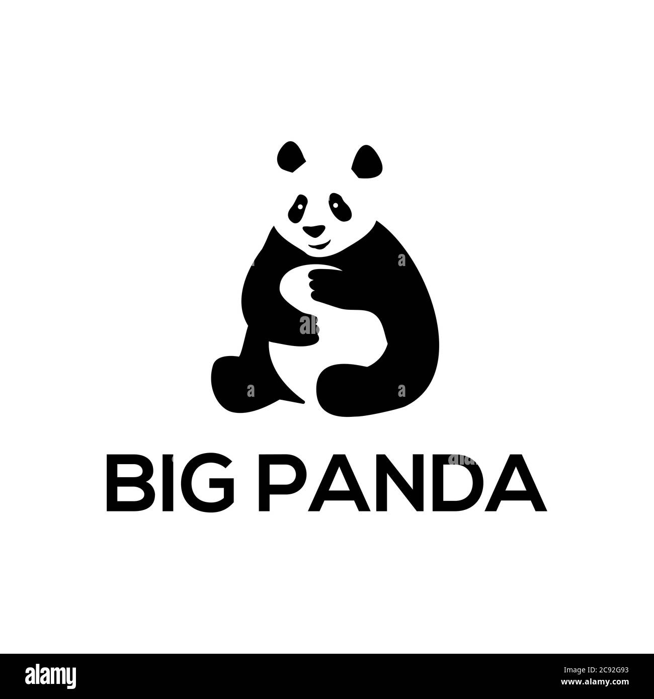 Illustrazione vettoriale di panda grande mangiare bambù, nutrendo tempo grandi concetti di logo animale Illustrazione Vettoriale