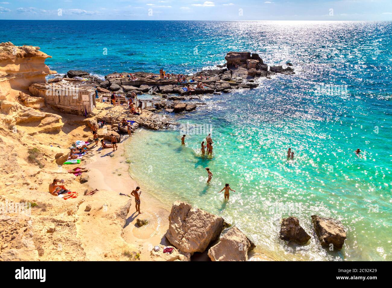 Calo des Mort, Formentera, Spagna Foto Stock