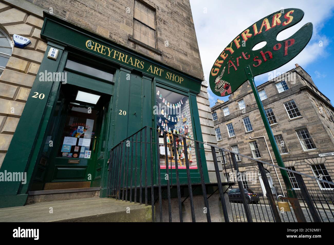 Esterno del Greyfriars Art Shop in Dundas Street a New Town of Edinburgh, Scotland, UK Foto Stock