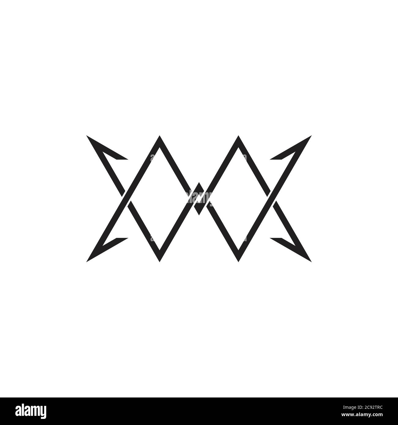 lettera vettore logo geometrico a linea sottile freccia mw Illustrazione Vettoriale