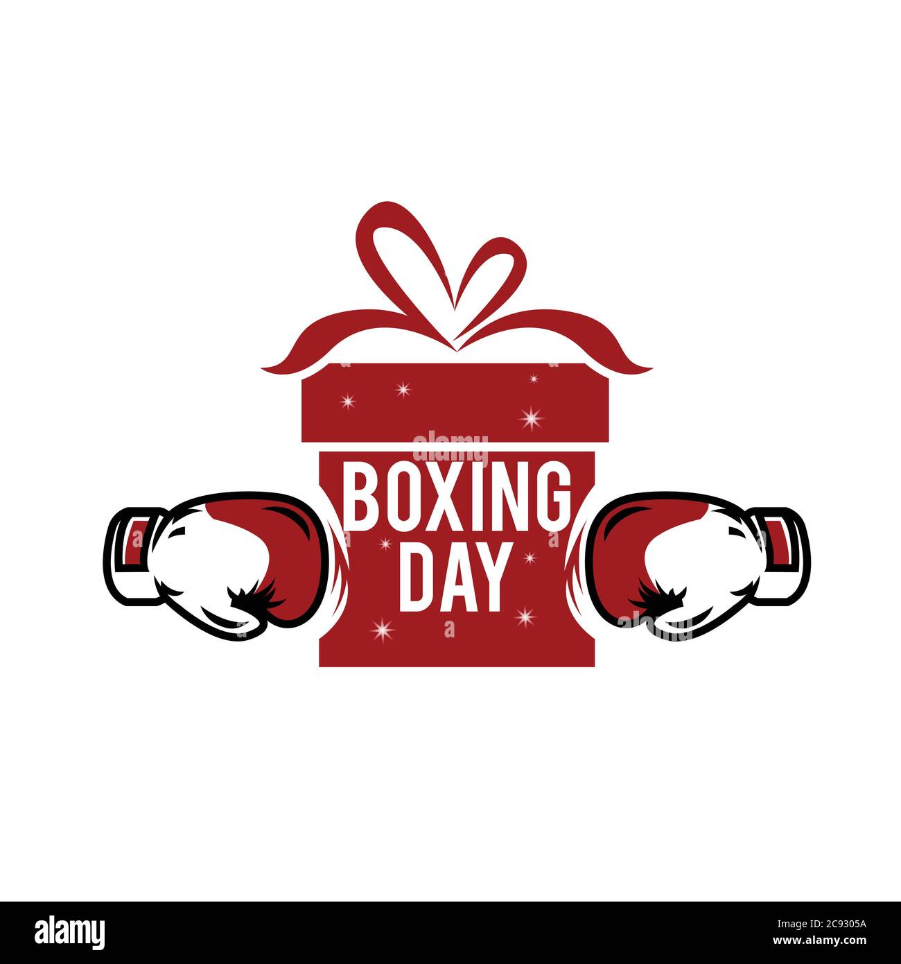 Creative vista superiore piana di promozione dei laici composizione Boxing day vendita testo su lightbox sfondo bianco copia modello spazio Boxing day vendita mockup inverno c Illustrazione Vettoriale