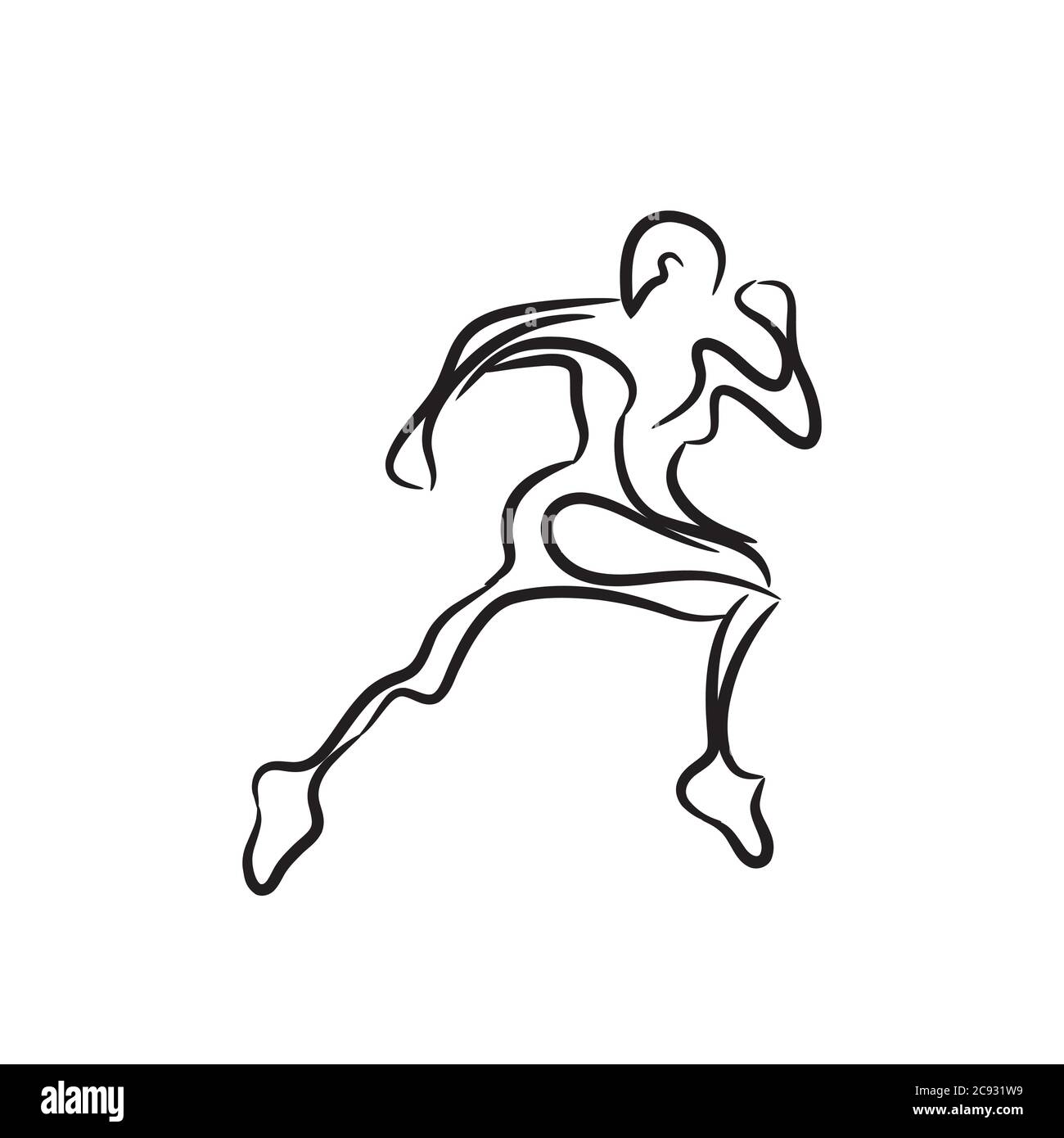 running uomo vettore simbolo, sport e concorrenza concetto di fondo Illustrazione Vettoriale