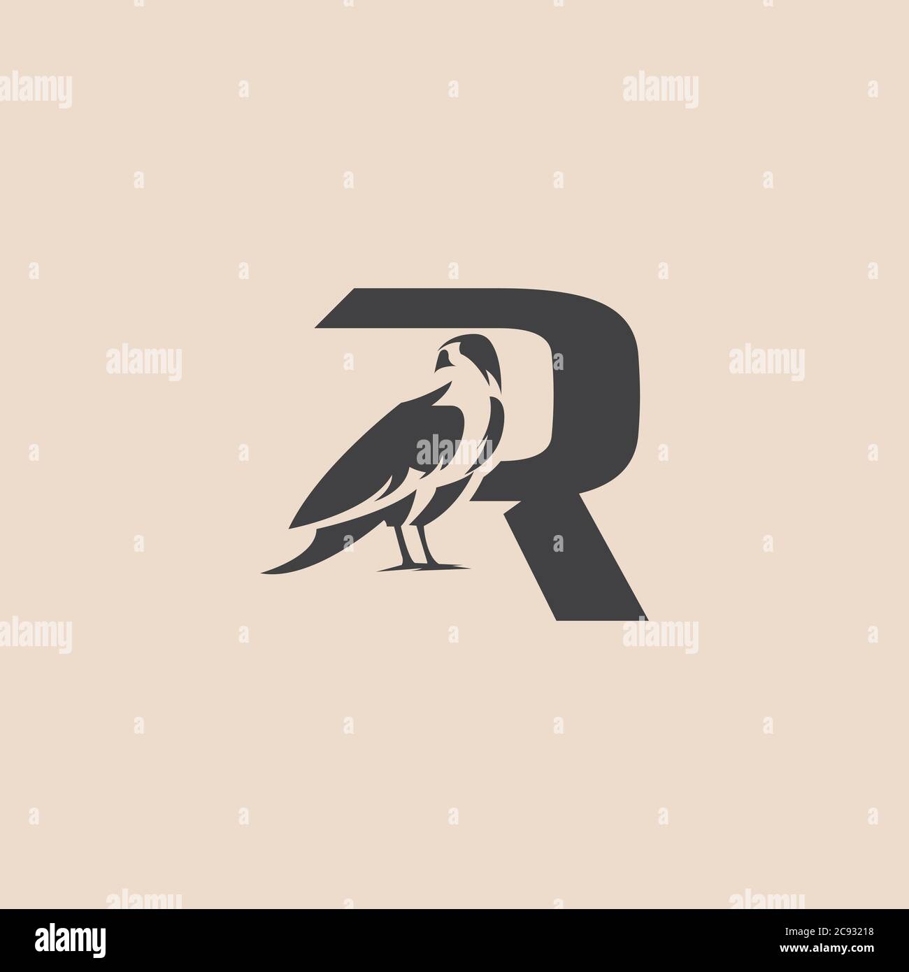 Nero moderno raven logo. Illustrazione Vettoriale. Illustrazione Vettoriale