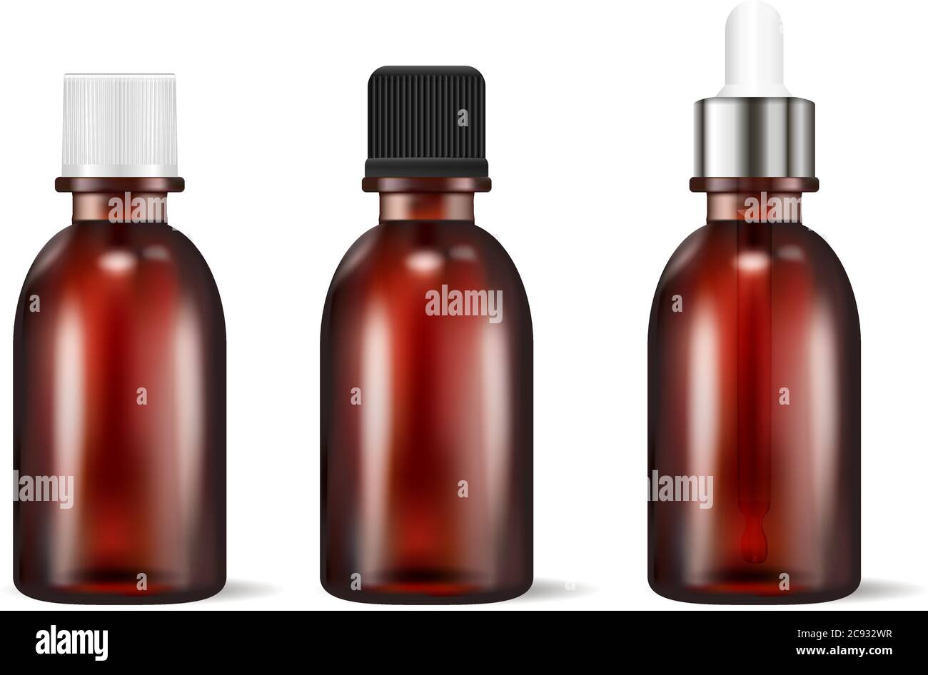 Set di flaconi cosmetici o medicinali in vetro marrone. Fatevi un'altra  forma di berretti, bianchi, neri, contagocce. Illustrazione vettoriale  Immagine e Vettoriale - Alamy