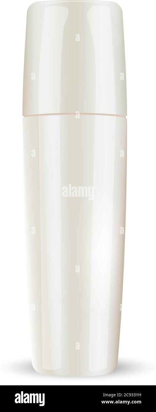 Bottiglia tonica in vetro o plastica lucida con coperchio chiuso. Cosmetici mock up illustrazione per esigenze commerciali. Vettore HQ EPS10. Illustrazione Vettoriale