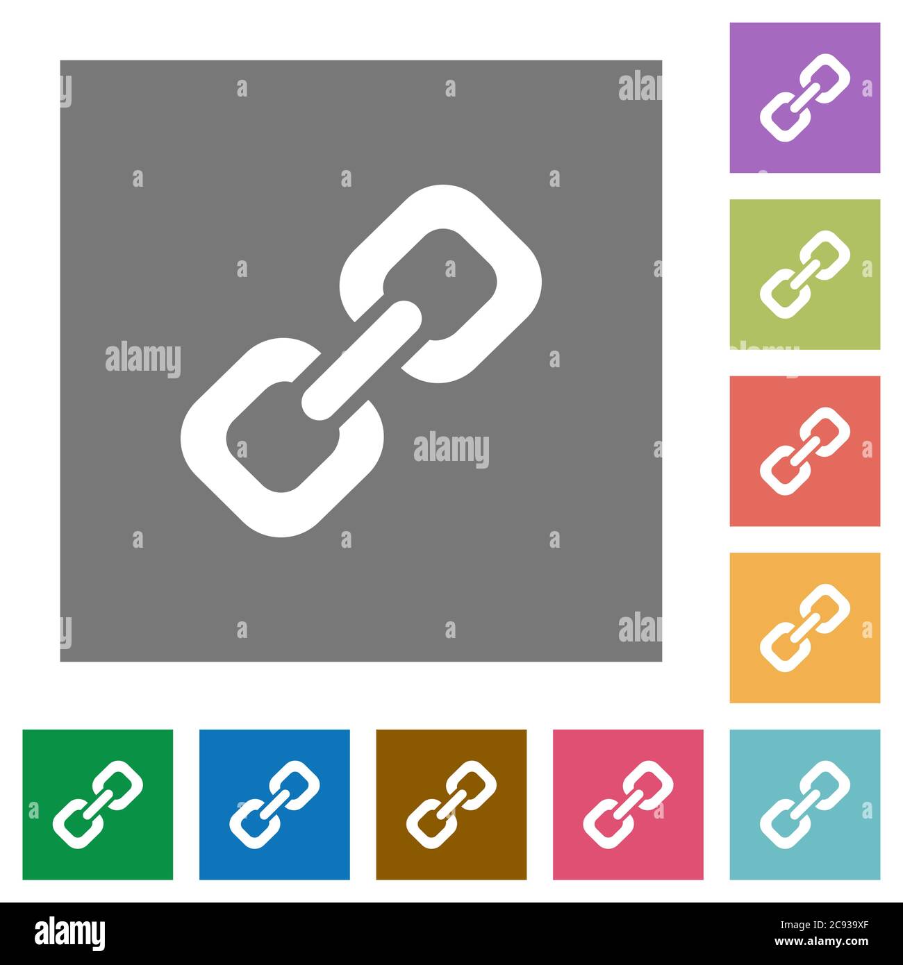 Collega icone piatte su sfondi quadrati di colore semplice Illustrazione Vettoriale