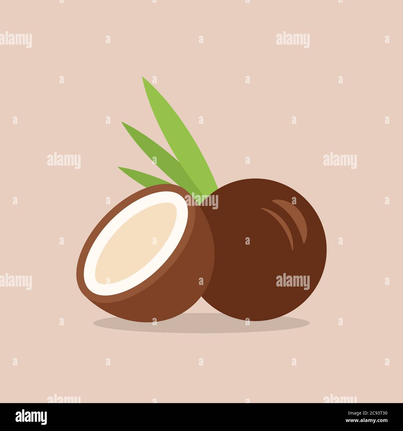 Icona di cocco in stile piatto. Illustrazione vettoriale Illustrazione Vettoriale