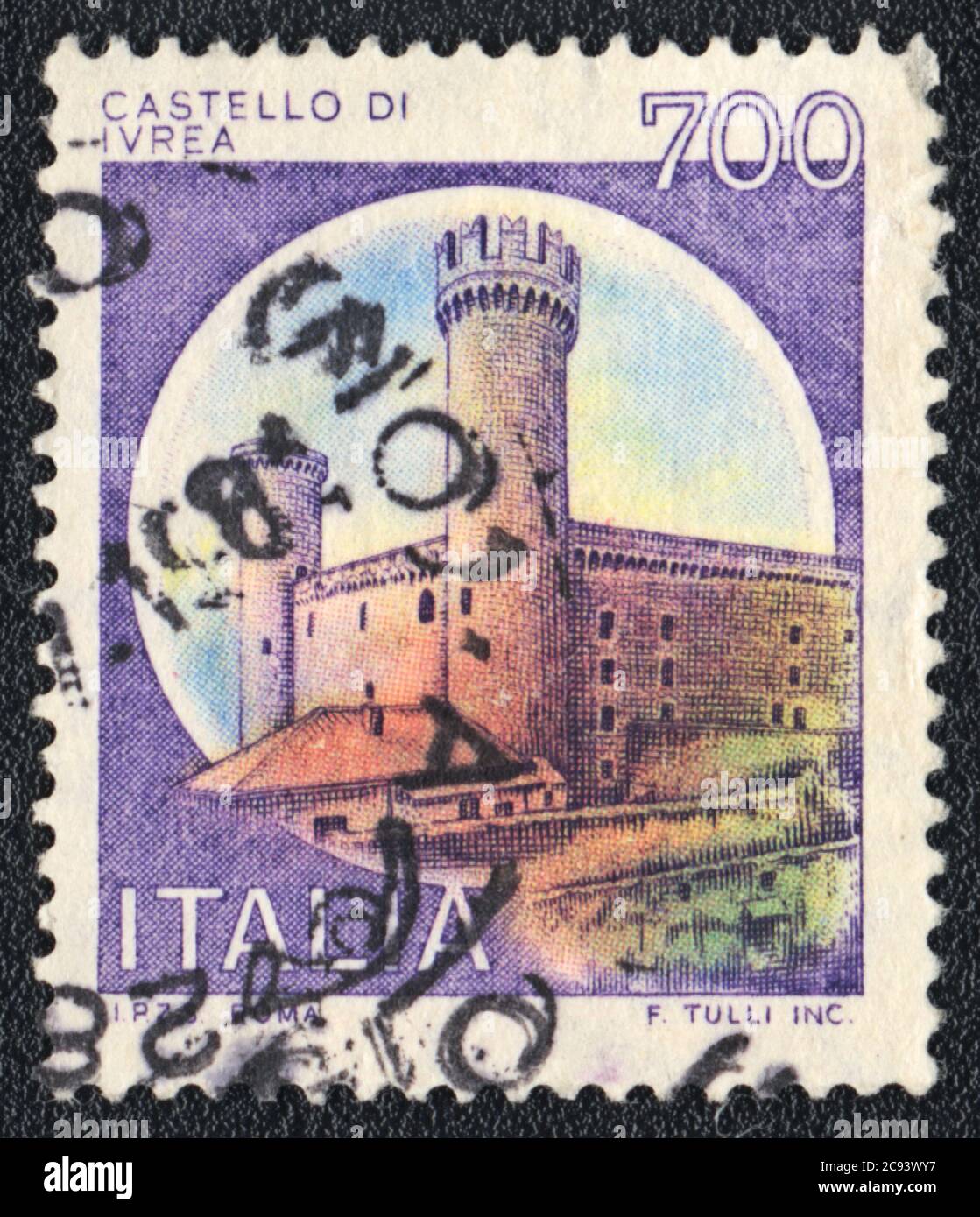 Francobollo. Castello di Ivrea, Italia, 1981 Foto Stock