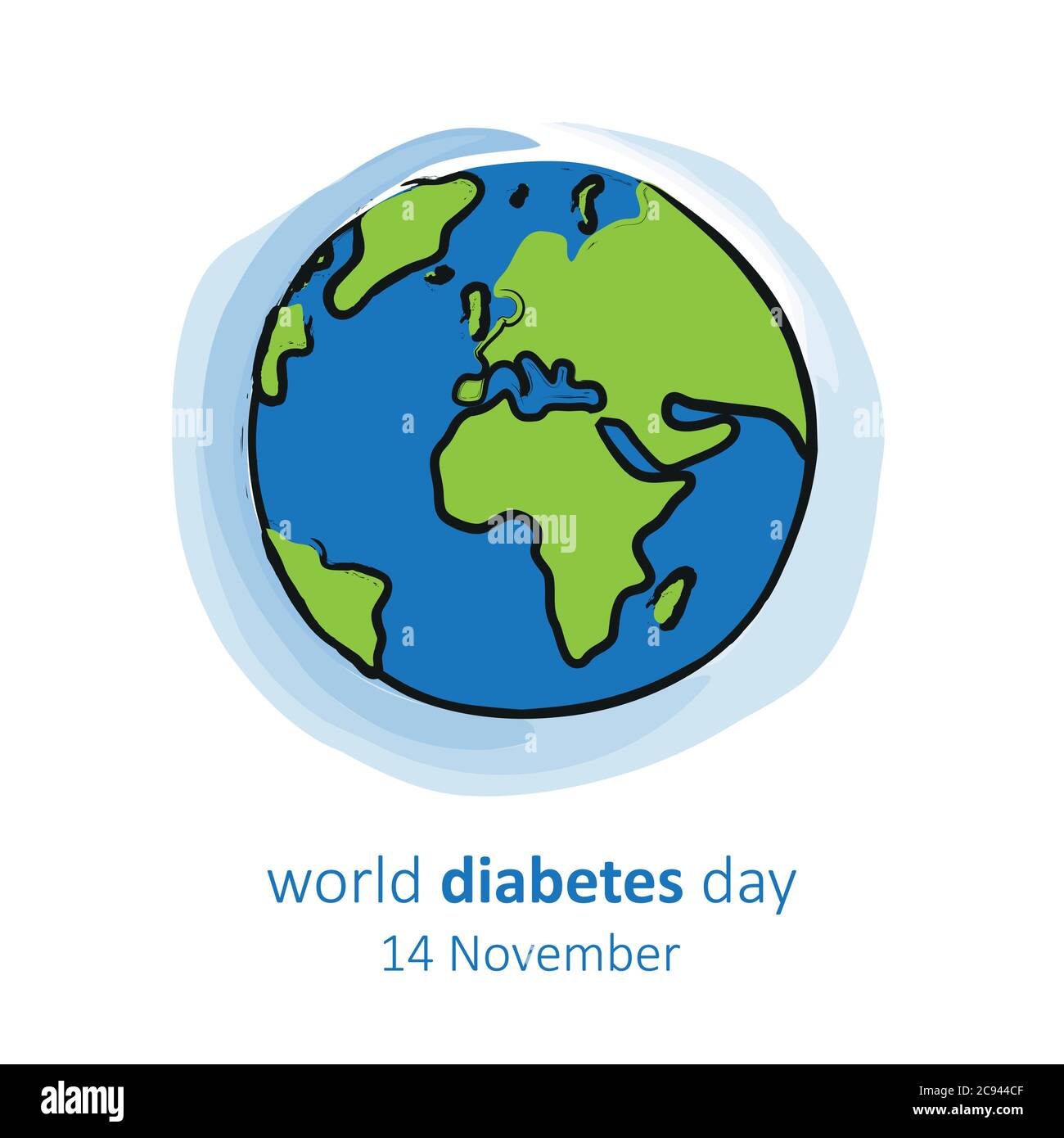 La giornata mondiale del diabete terra blu illustrazione vettoriale EPS10 Illustrazione Vettoriale
