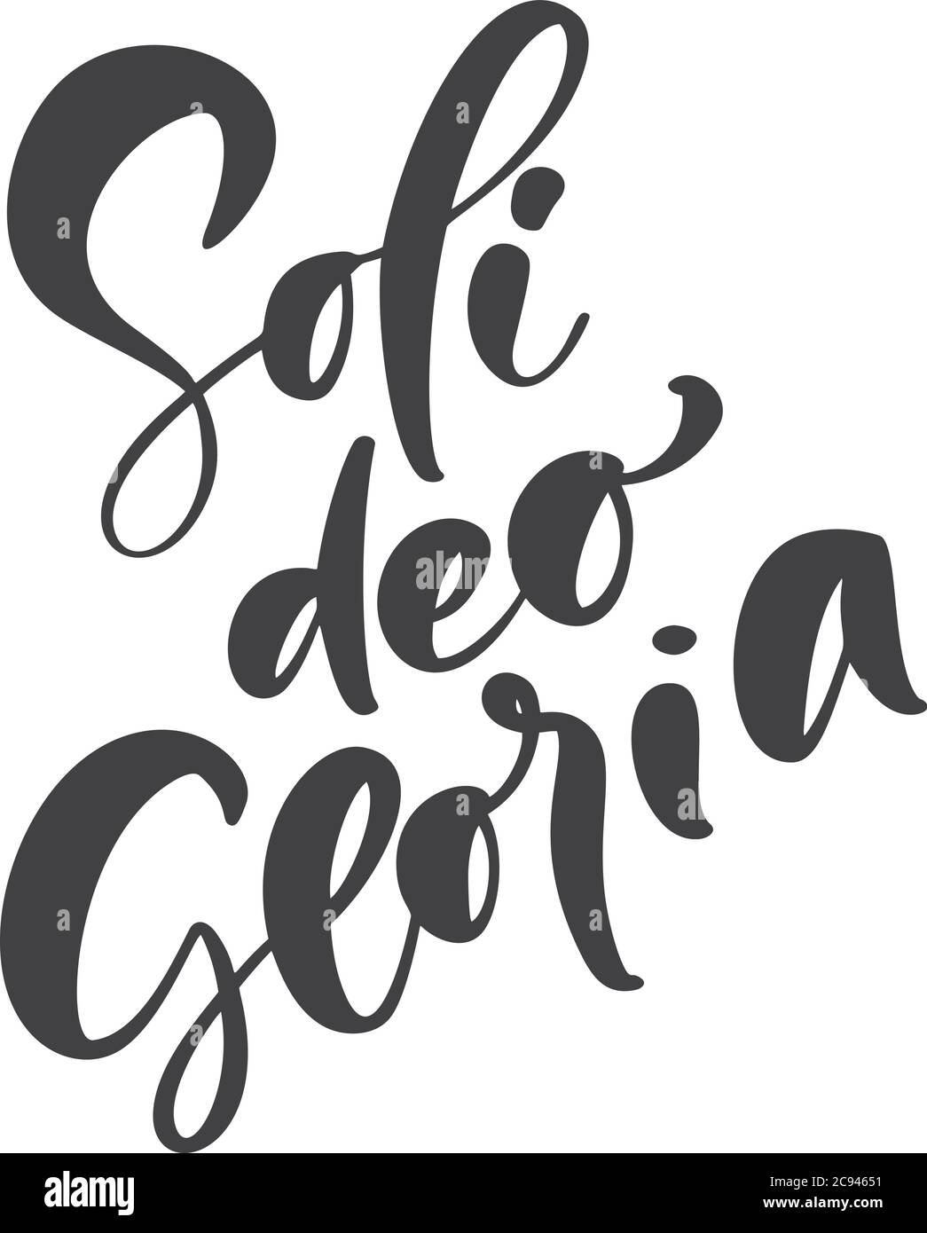 Soli Deo Gloria Christian vettore calligrafia testo scritta. Gloria a Dio solo in inglese. Uno dei cinque punti della fondazione del protestante Illustrazione Vettoriale