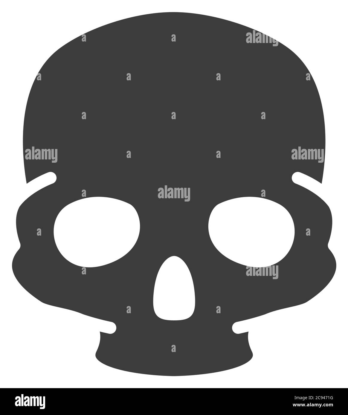 Icona a colori del cranio umano. Struttura ossea del simbolo della testa Illustrazione Vettoriale