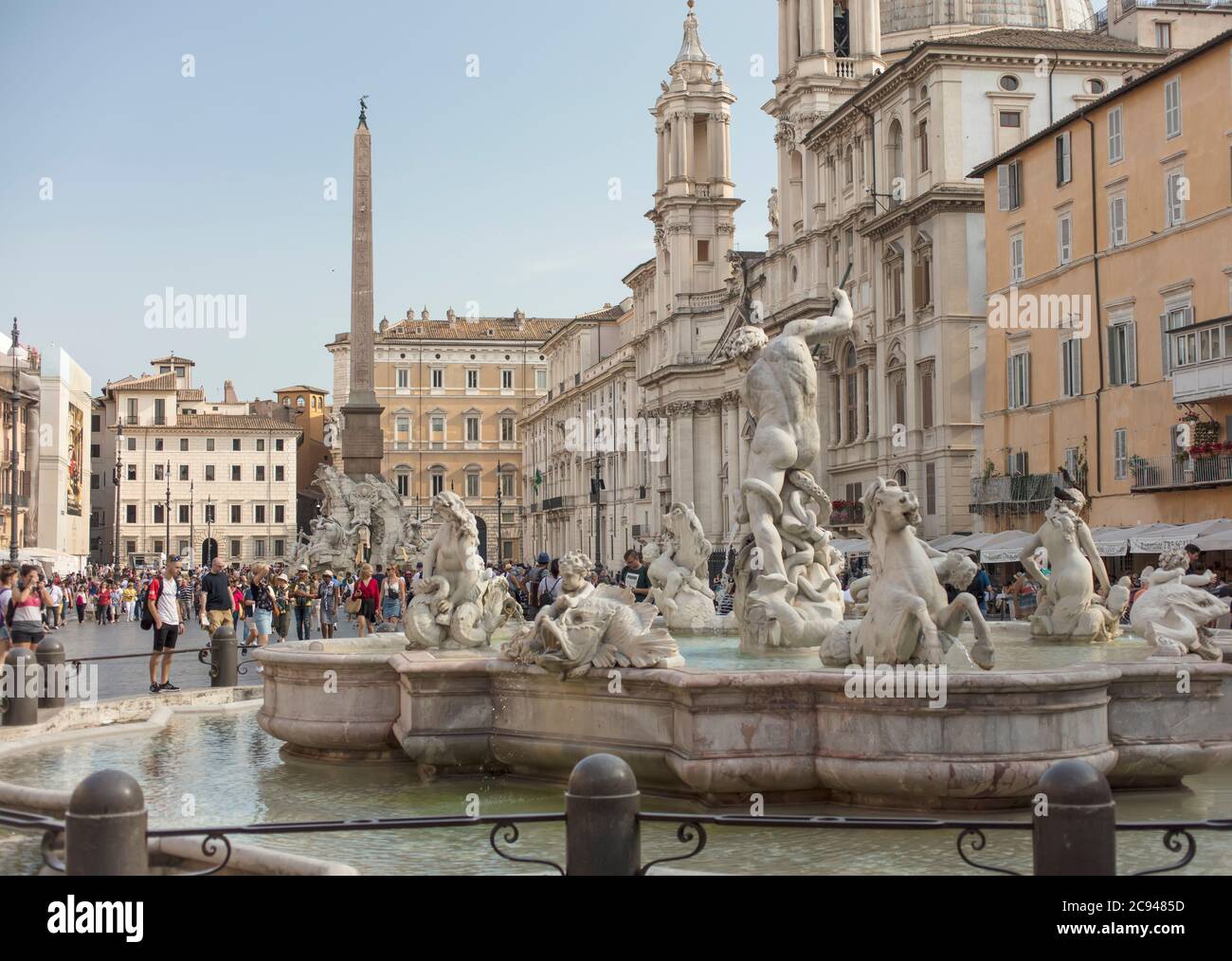 Fontana del Nettuno di Giacomo della porta una delle fontane di Piazza Navona, Roma, Italia Foto Stock