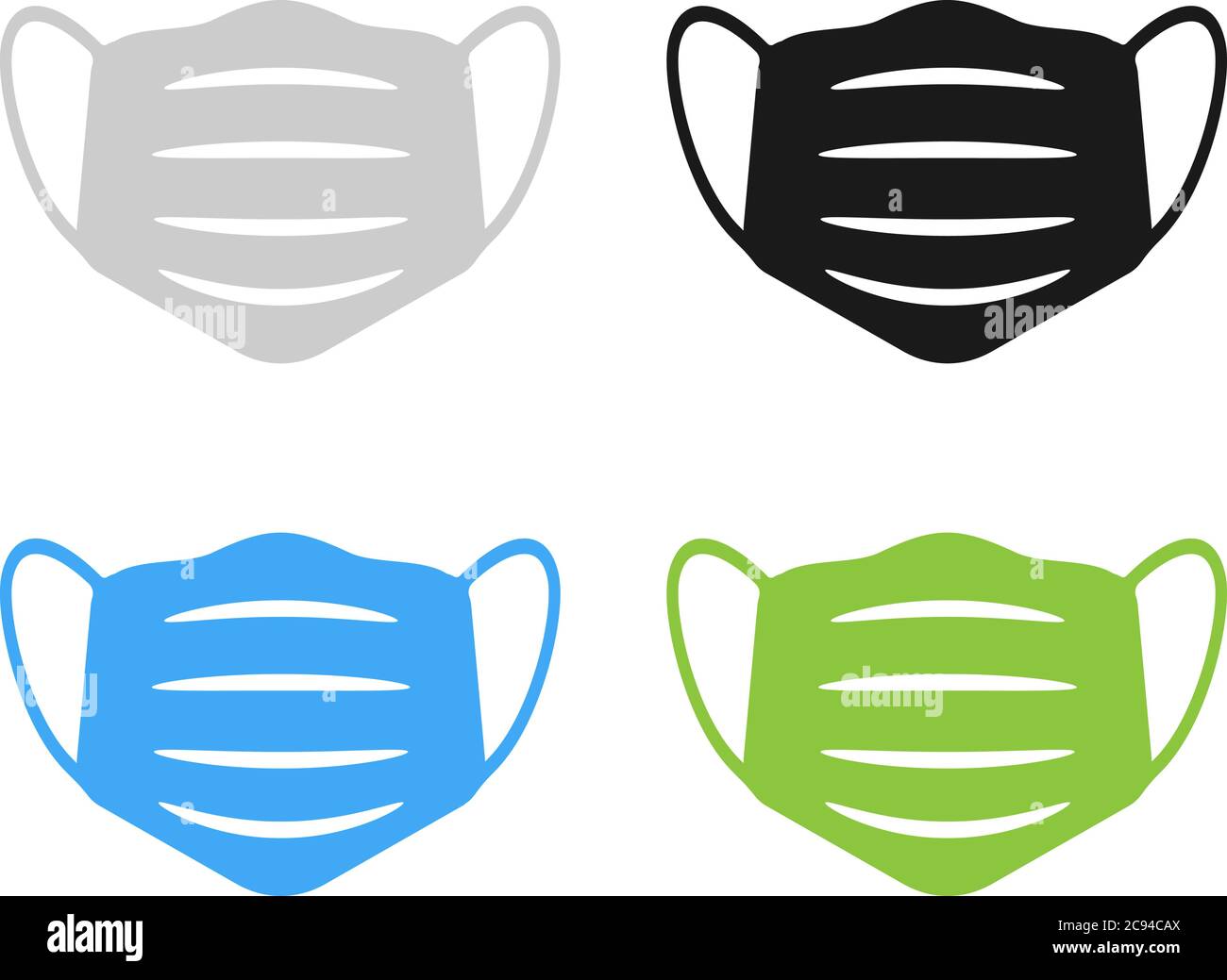maschera medica o maschera protettiva faccia copertura icona set vettore illustrazione Illustrazione Vettoriale