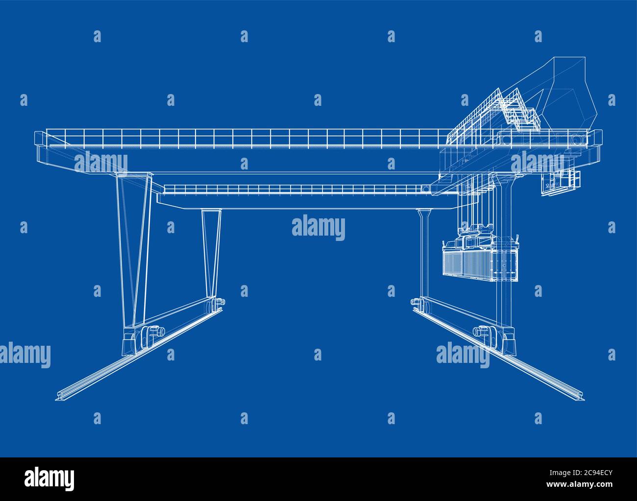 Profilo della gru del contenitore a portale montata su guida Illustrazione Vettoriale