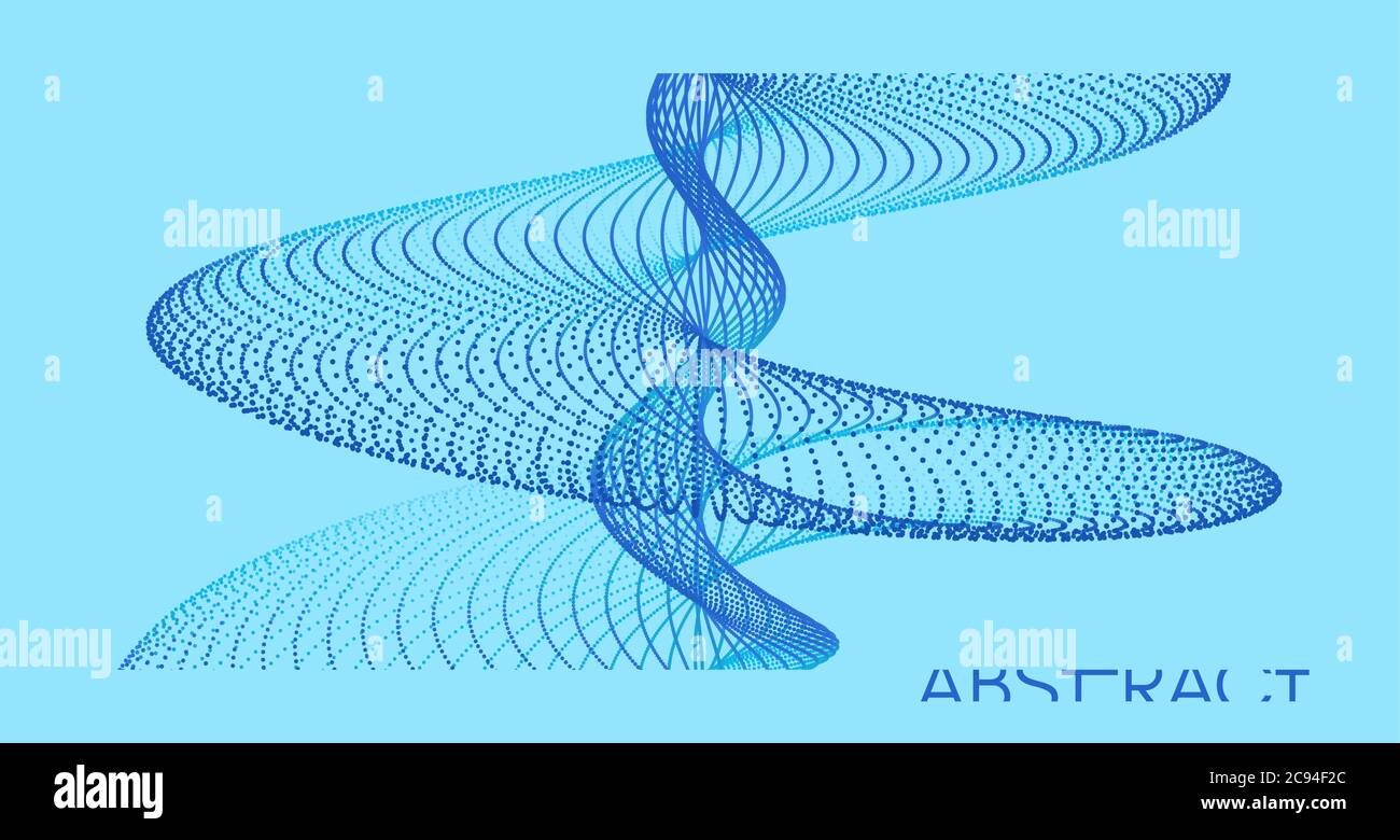 Le onde sonore. Grande per la visualizzazione di dati. Array con particelle di dinamica. Abstract design a griglia. 3d illustrazione vettoriale per la scienza e la tecnologia. Illustrazione Vettoriale