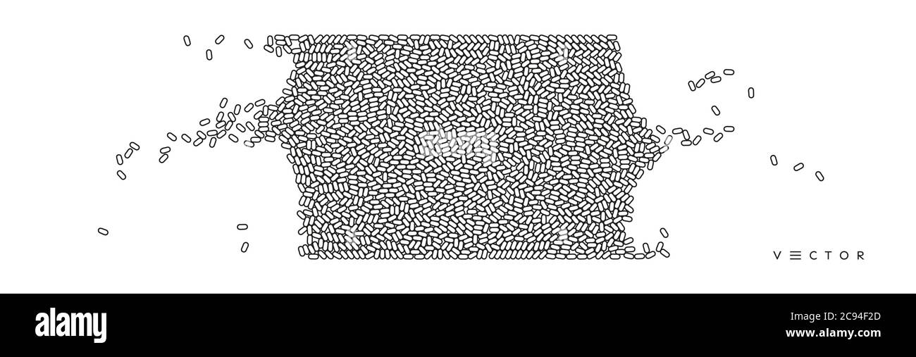 Illustrazione Vettoriale per la scienza, la chimica o l'istruzione. Matrice irregolare o matrice casuale di ovali. Illustrazione Vettoriale