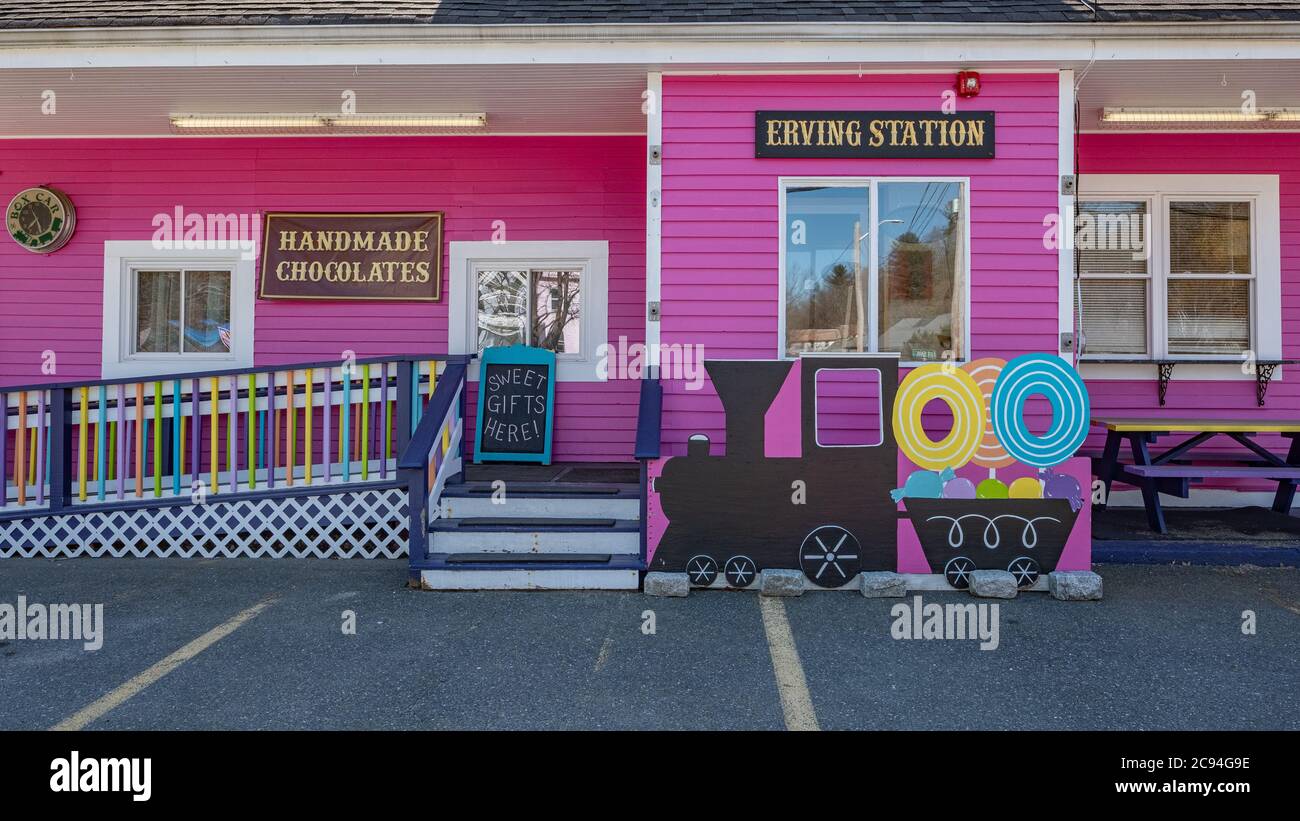 Erving Station produce cioccolatini fatti a mano ad Erving, Massachusetts, situati lungo il Mohawk Trail Foto Stock