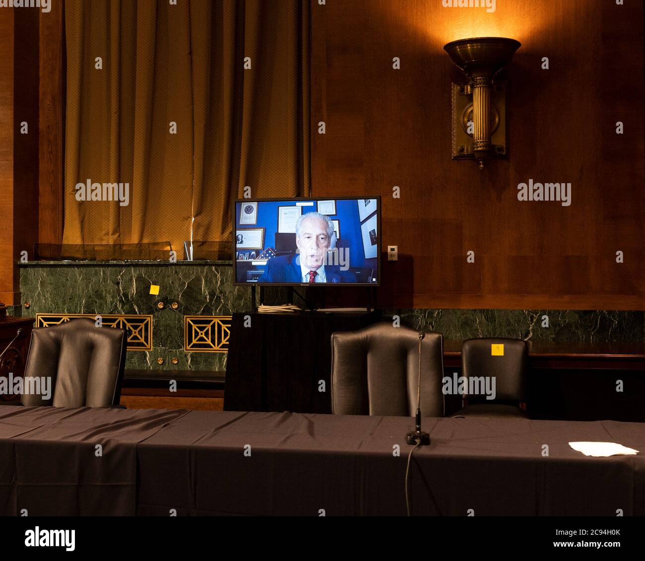 Washington, DC, Stati Uniti. 28 luglio 2020. 28 luglio 2020 - Washington, DC, Stati Uniti: MICKEY OSTERREICHER, General Counsel, National Press Photographers Association, che attesta al Comitato del Senato sulla sottocommissione giudiziaria sulla Proprietà intellettuale audizione su ''come la DMCA (Digital Millennium Copyright Act) contempla limitazioni ed eccezioni come l'uso equo? Credit: Michael Brochstein/ZUMA Wire/Alamy Live News Foto Stock