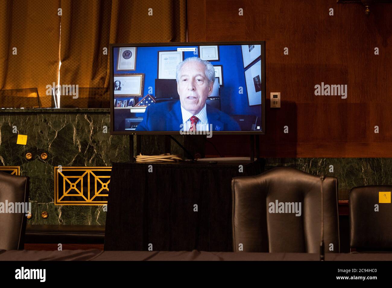 Washington, U.S. 28 luglio 2020. 28 luglio 2020 - Washington, DC, Stati Uniti: Mickey Osterreicher, General Counsel, National Press Photographers Association, che attesta al Comitato del Senato sulla sottocommissione giudiziaria sulla Proprietà intellettuale audizione su 'come il DMCA (Digital Millennium Copyright Act) contempla limitazioni ed eccezioni come l'uso equo?'. (Foto di Michael Brochstein/Sipa USA) Credit: Sipa USA/Alamy Live News Foto Stock