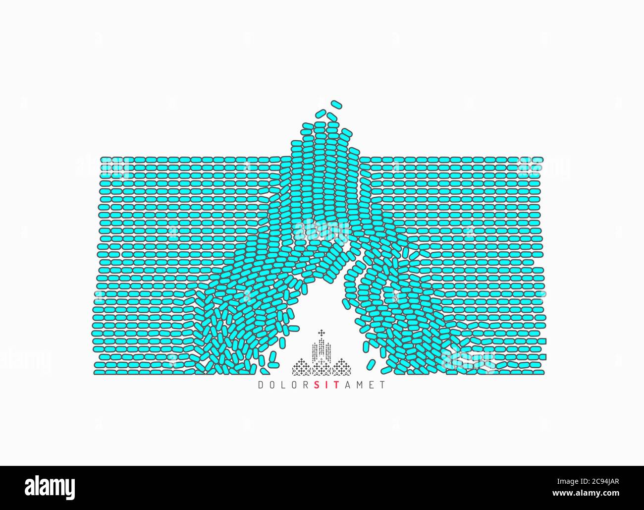 Matrice irregolare o matrice casuale di ovali. Background suddividendoli in piccoli frammenti. Illustrazione Vettoriale