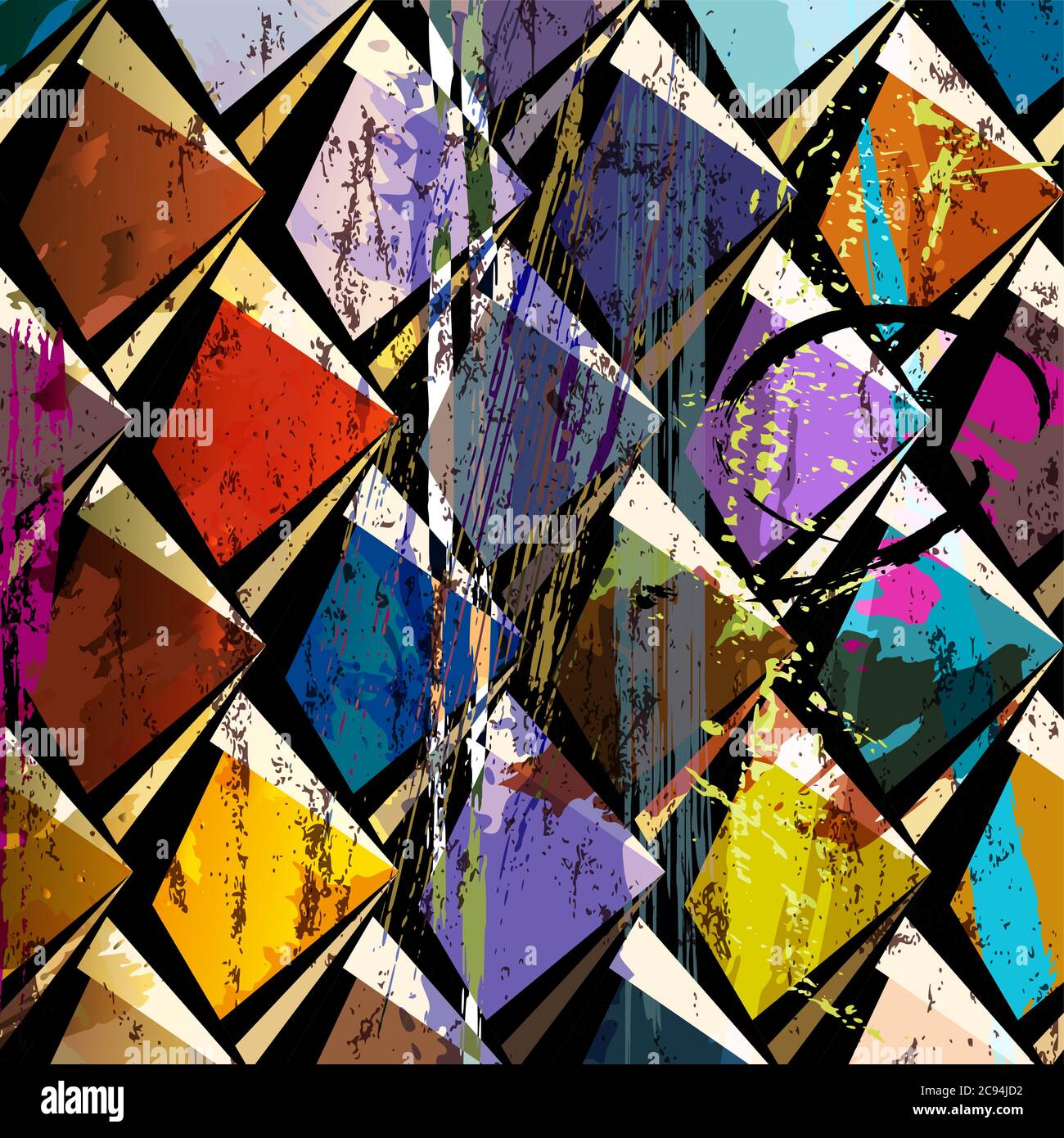 pattern geometrico astratto di sfondo, con triangoli, tratti e schizzi Illustrazione Vettoriale