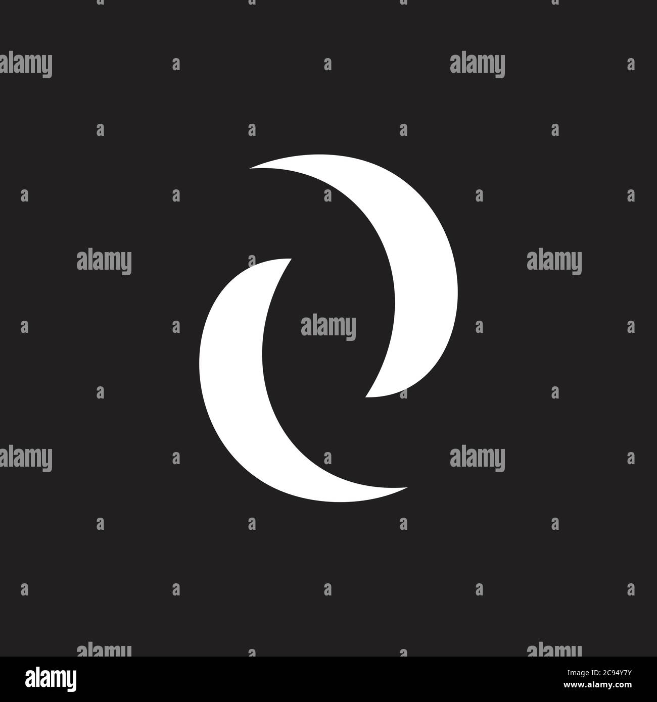vettore di logo geometrico con cerchio di movimento semplice a due curve Illustrazione Vettoriale
