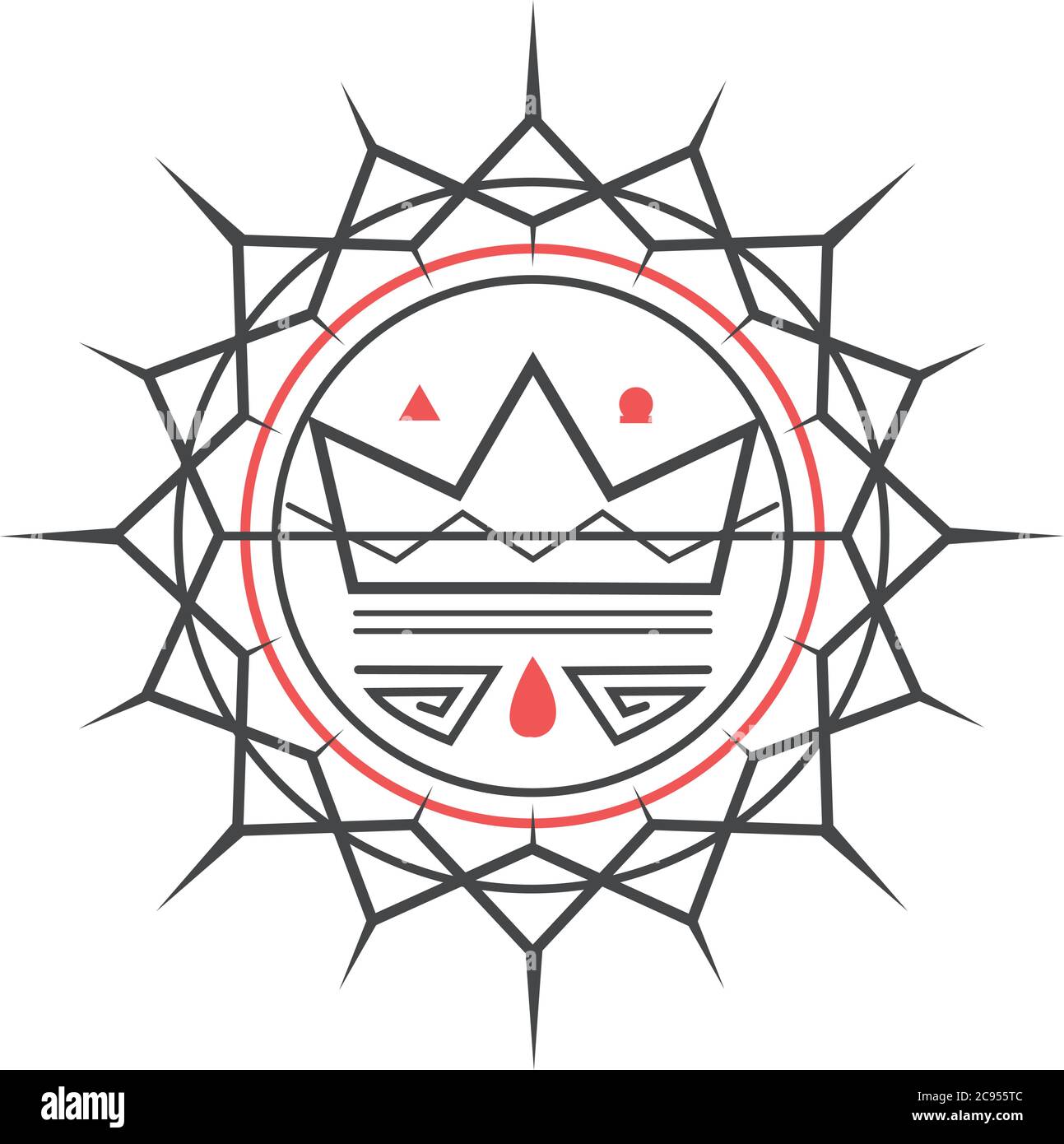 Illustrazione vettoriale disegnata a mano o disegno di una corona di spine simbolo cristiano Illustrazione Vettoriale