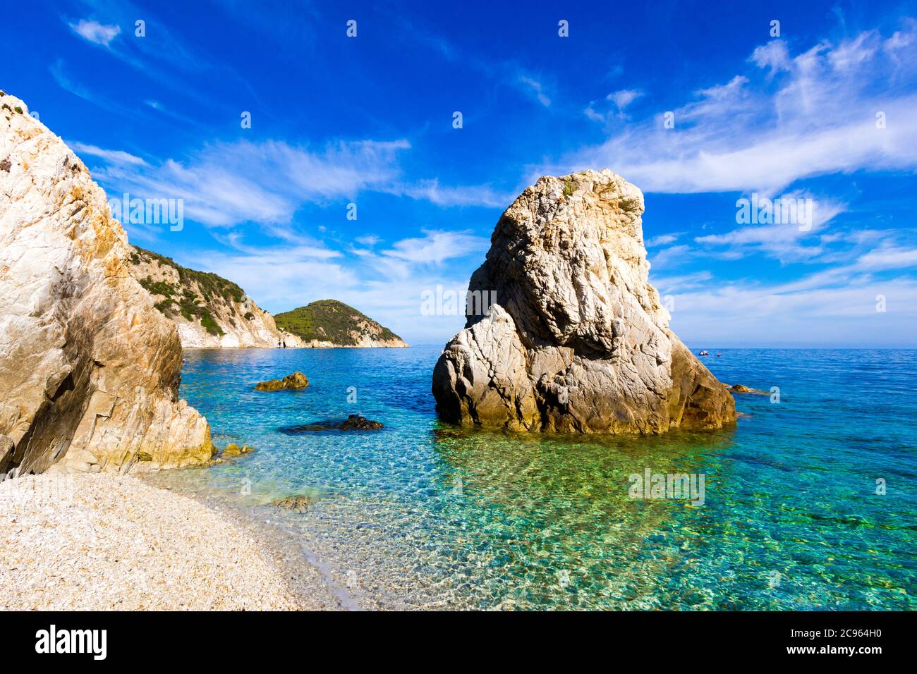La spiaggia di Sansone è considerata una delle più belle spiagge dell'Isola d'Elba Foto Stock