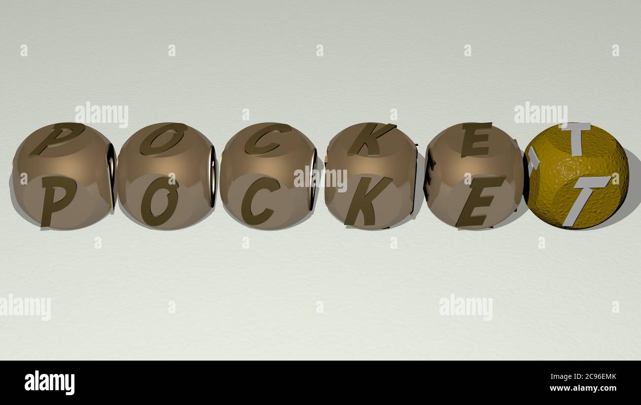 combinazione di tasca costruita da lettere cubiche dal punto di vista superiore, eccellente per la presentazione concettuale. sfondo e illustrazione. Illustrazione 3D Foto Stock