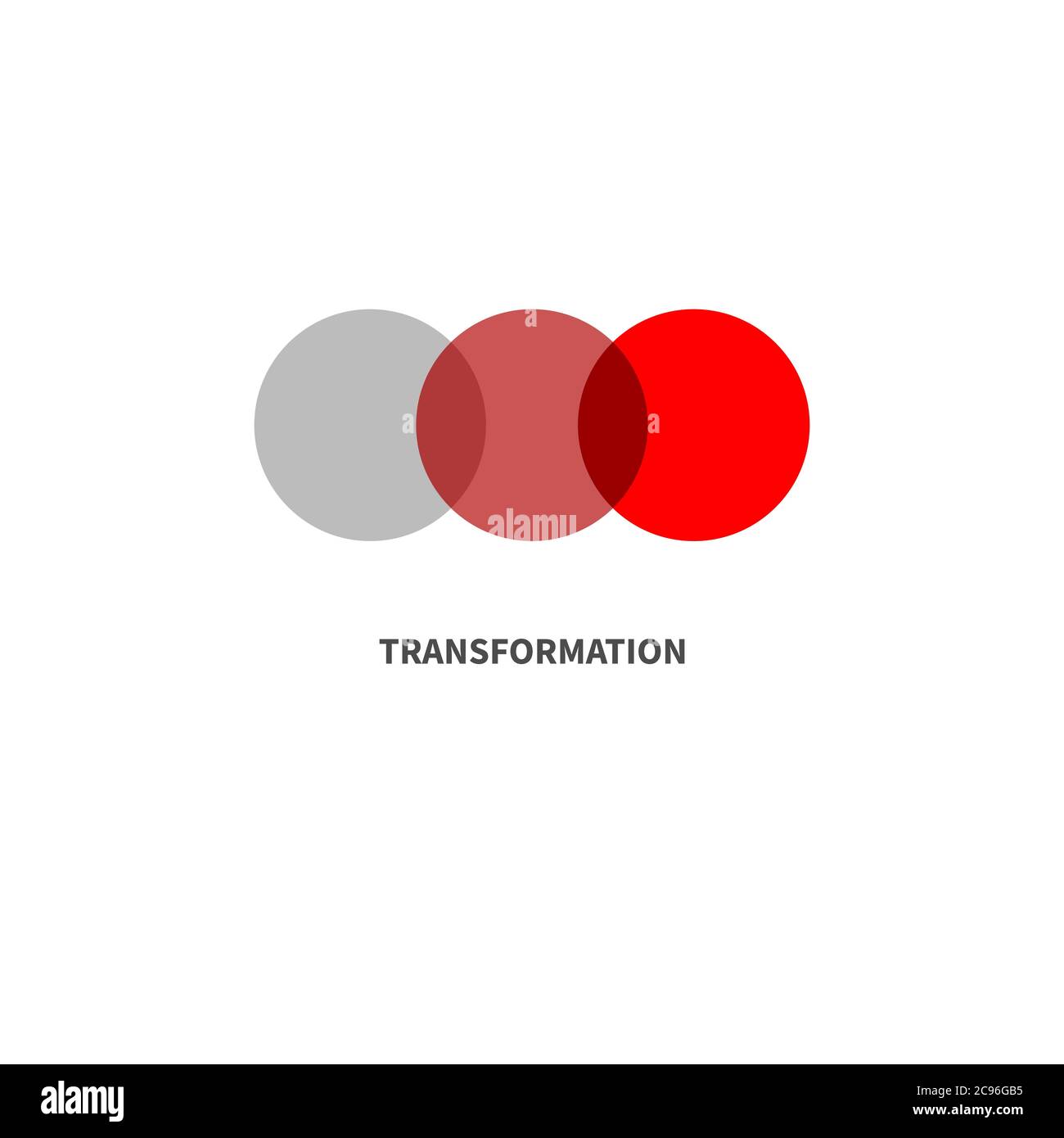 Trasformazione logo di colore astratto minimo con cerchi. Simbolo del cambiamento, dell'evoluzione o dello sviluppo Illustrazione Vettoriale